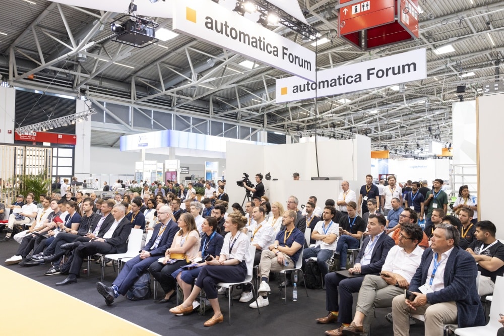 Automatica Forum: Vortragsveranstaltungen flankierten die Messe und gaben den Besuchern die Möglichkeit, zu einem vertieften Verständnis zu gelangen. (Bild: Messe München GmbH)